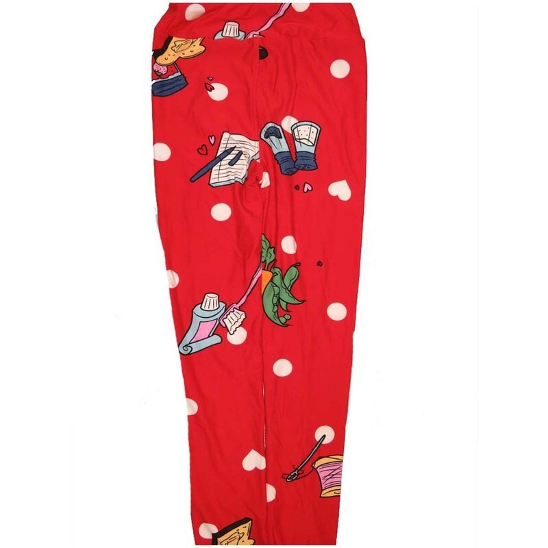 LuLaRoe Kids Large/XL LXL Hearts Polka Dots Toothpaste Peas Needle Thread Americana Leggings fits sizes 8-14