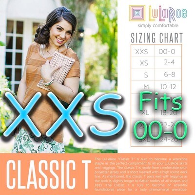 XX-Small (XXS) Classic Tee LuLaRoe Shirt - Sizes 00-0