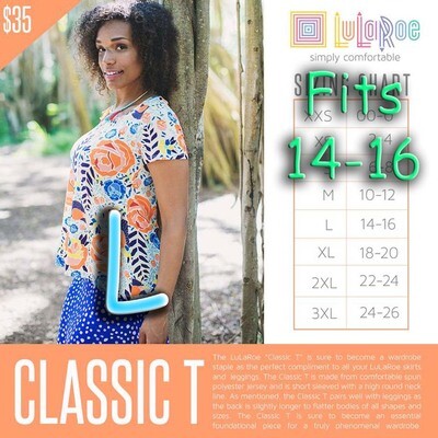 Large (L) Classic Tee LuLaRoe Shirt - Sizes 14-16