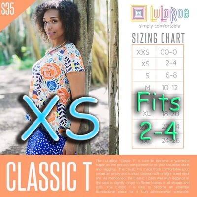 X-Small (XS) Classic Tee LuLaRoe Shirt - Sizes 2-4