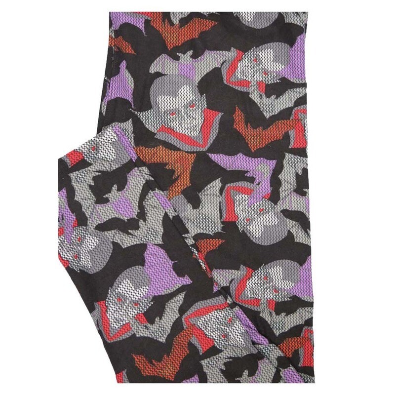 LuLaRoe TCTWO TC2 Halloween Dracula Nosfaratu Vampire Bats Polka Stripe Micro Leggings fits sizes 18+