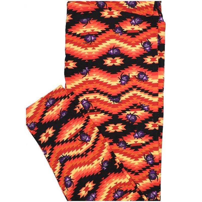 LuLaRoe TCTWO TC2 Halloween Zig Zag Scarab Beetle Stripe Buttery Soft Leggings fits Adults 18+
