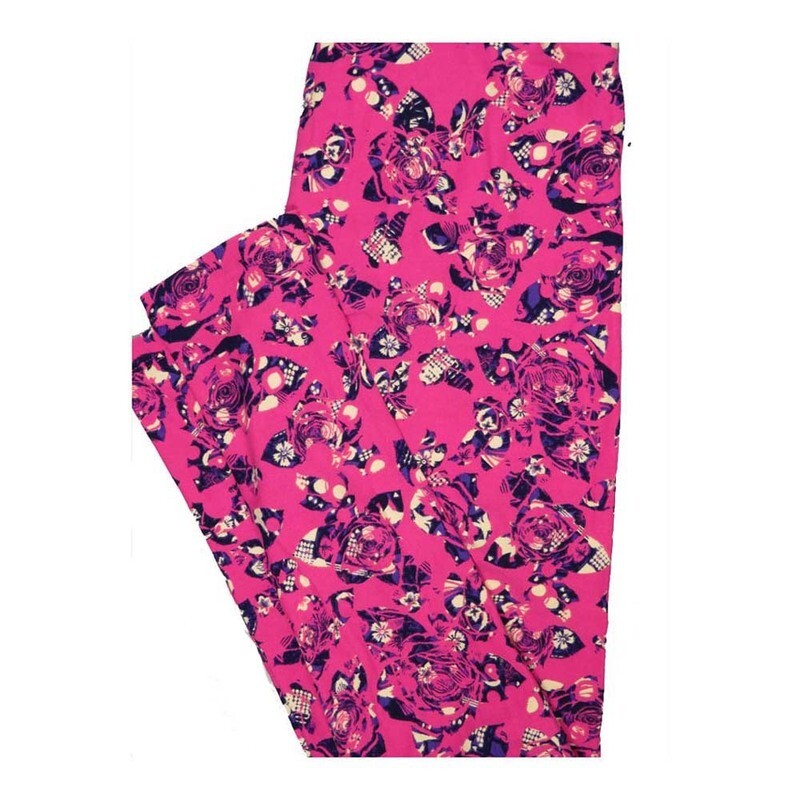 LuLaRoe One Size OS Roses Floral Leggings fits Women 2-10