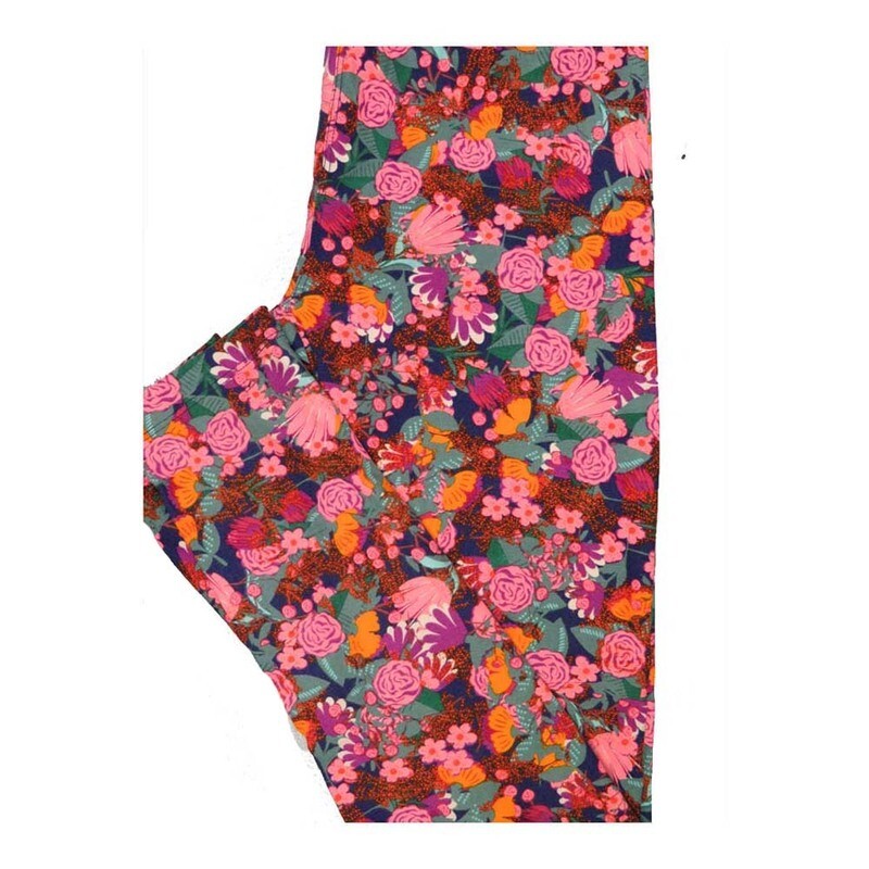 LuLaRoe One Size OS Roses Floral Roses Leggings fits Women 2-10