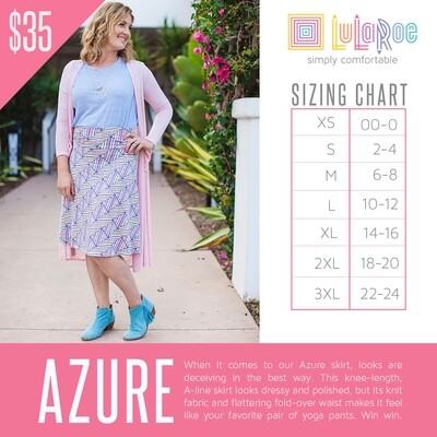 AZURE LuLaRoe Knee Length A-Line Skirt
