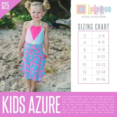 AZURE Kids LuLaRoe Skirts Sizes 10 - 14