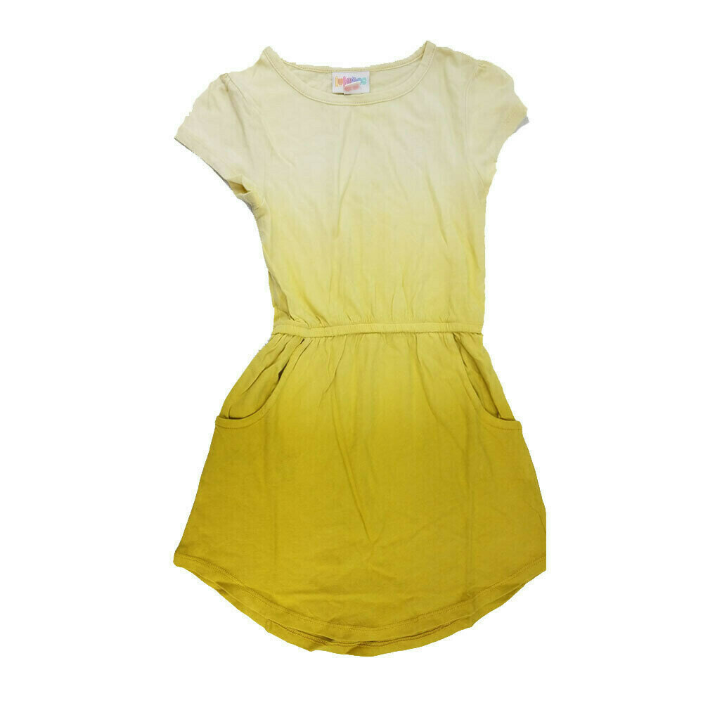 LuLaRoe Kids Mae Solid Yellow Hombre Pocket Dress Size 4 fits Kids 3-4