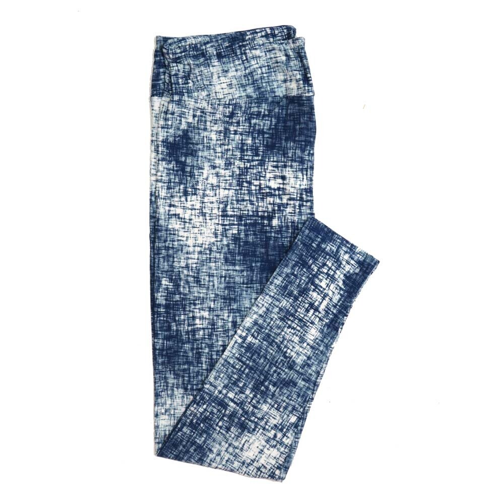 LuLaRoe One Size OS White Blue Abstract Cross Hatch Geometric Buttery Soft Womens Leggings fit Adult sizes 2-10 OS-4316-15