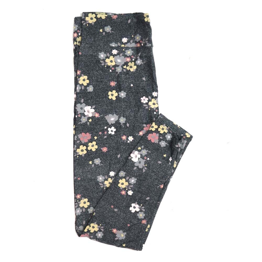 LuLaRoe One Size OS Light Gray Dark Gray Pink Yellow Floral Buttery Soft Womens Leggings fit Adult sizes 2-10 OS-4322-5