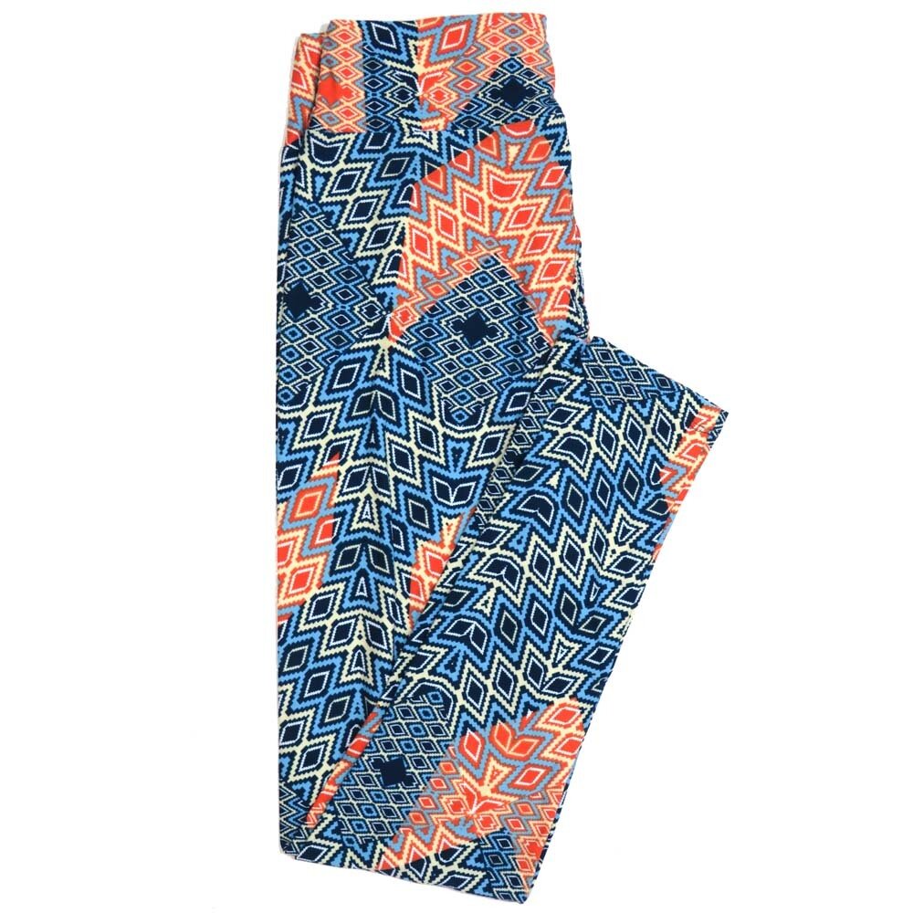 LuLaRoe One Size OS Interwoven Diamonds Blue black White Green 70s Trippy Psychedelic Buttery Soft Womens Leggings fit Adult sizes 2-10  OS-4350-AM