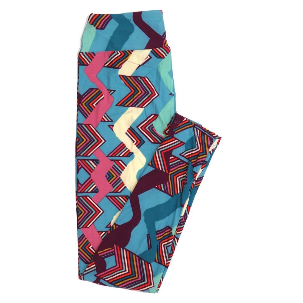 LuLaRoe One Size OS Teal Gray Black White Chevrons Buttery Soft Womens Leggings fit Adult sizes 2-10  OS-4352-AH-2