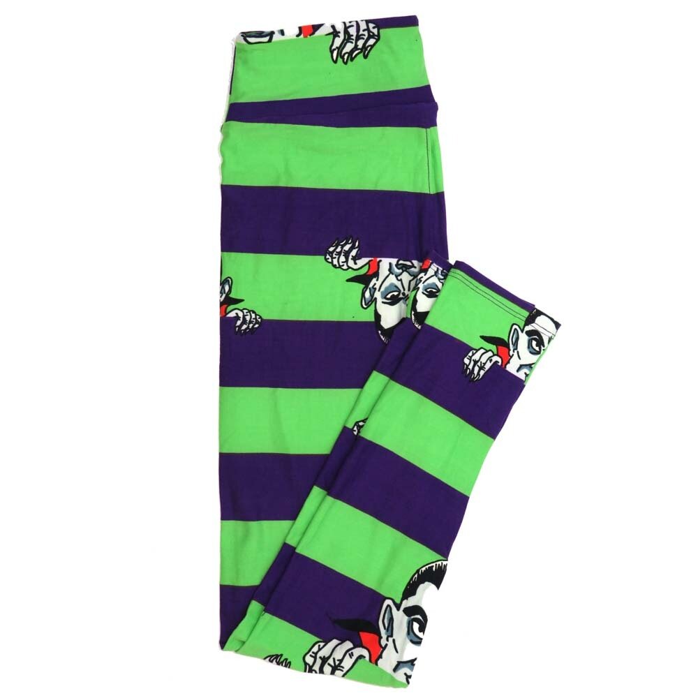 LuLaRoe One Size OS Halloween Spooky Stripe Count Dracula Vampire Buttery Soft Womens Leggings fit Adult sizes 2-10  OS-4353-BF-2