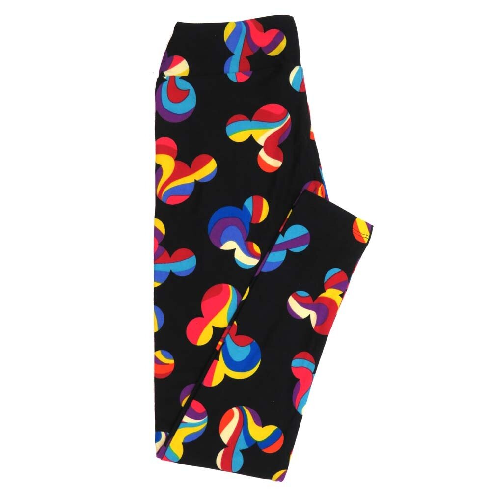 LuLaRoe One Size OS Disney Mickey Mouse Black Rainbow Swirl Buttery Soft Womens Leggings fit Adult sizes 2-10  OS-4354-AI