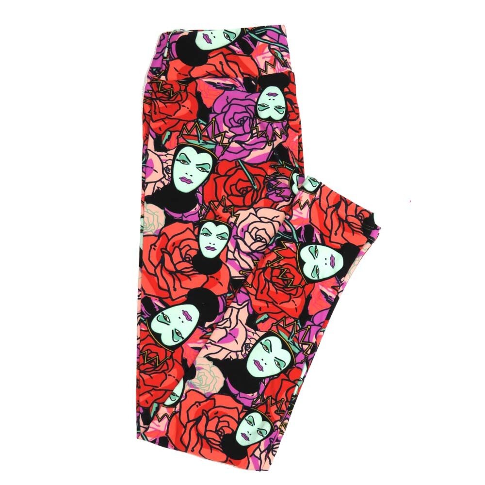 LuLaRoe One Size OS Disney Evil Queen Roses Black White Red Blue Buttery Soft Womens Leggings fit Adult sizes 2-10  OS-4356-AI