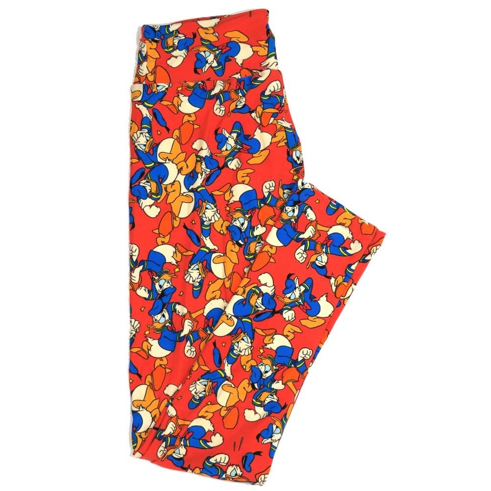 LuLaRoe One Size OS Disney Donald Duck Fighting Mad Red White Blue Buttery Soft Womens Leggings fit Adult sizes 2-10  OS-4356-BA