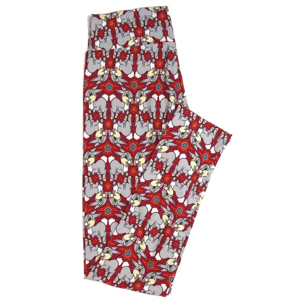 LuLaRoe One Size OS Thumper Rabbit from Winnie the Pooh Red Gray White Buttery Soft Womens Leggings fit Adult sizes 2-10  OS-4356-BF