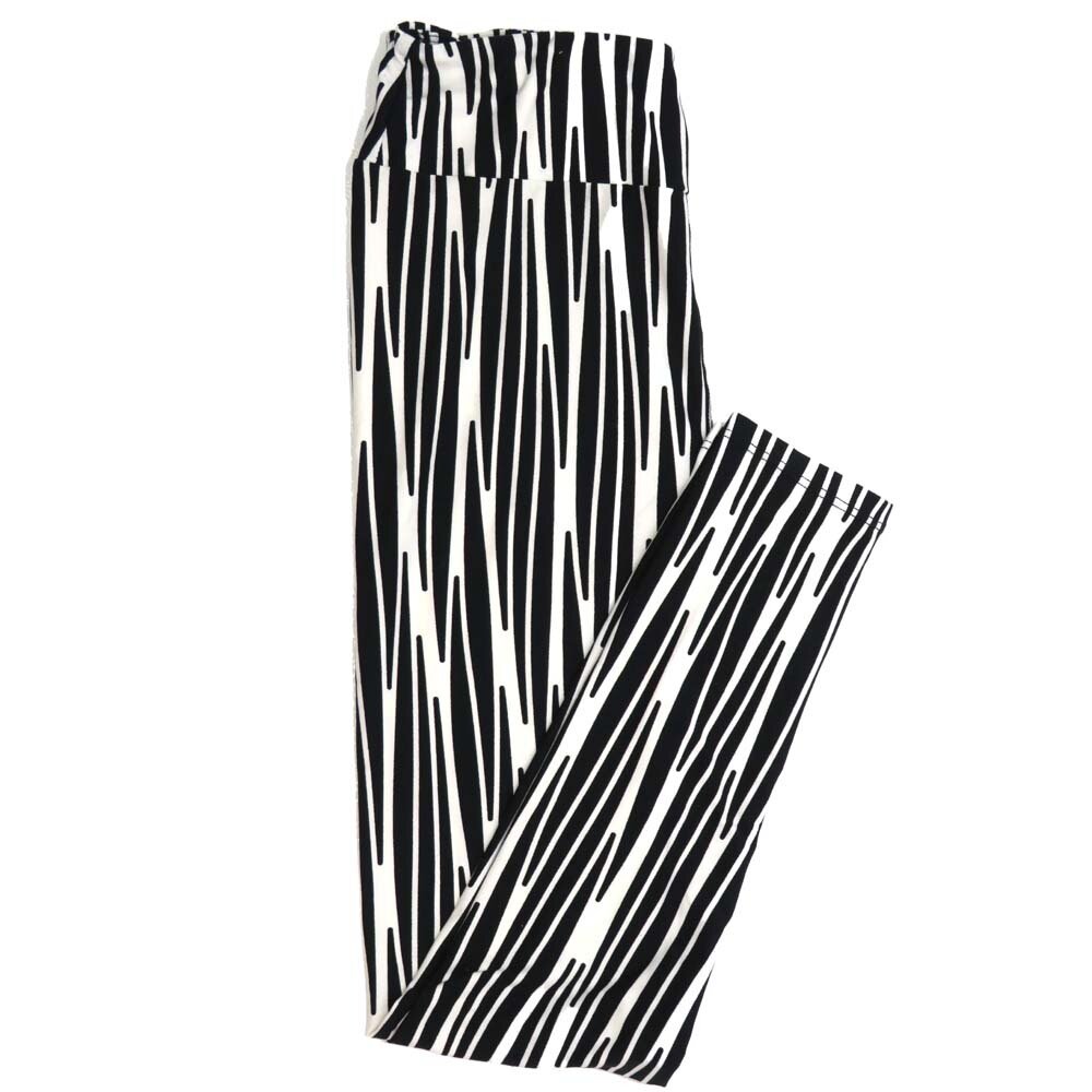 LuLaRoe One Size OS Black and White Weave Stripe Buttery Soft Womens Leggings fit Adult sizes 2-10 OS-4358-AL
