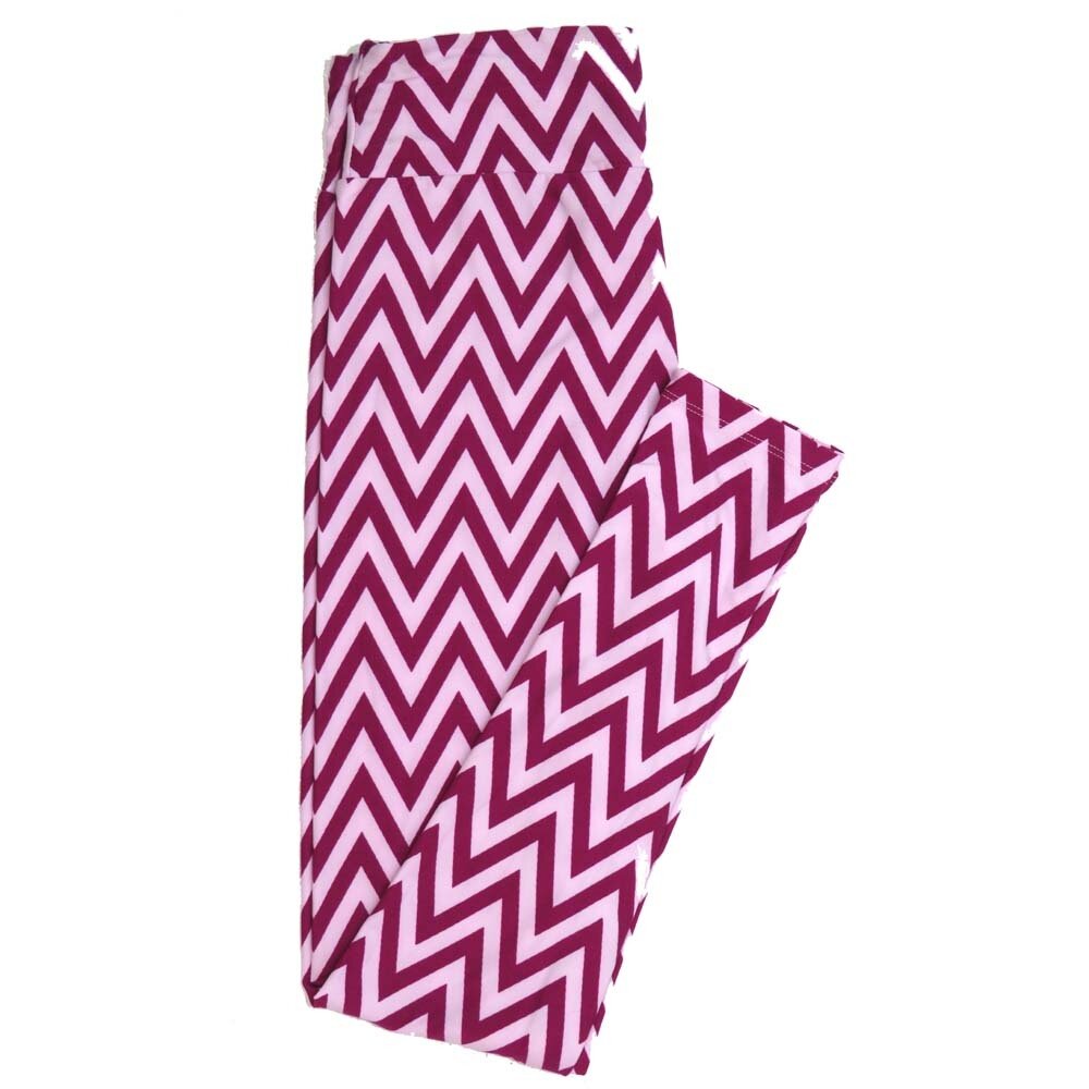 LuLaRoe One Size OS Magenta White Zig Zag Stripe Buttery Soft Womens Leggings fit Adult sizes 2-10  OS-4358-AO