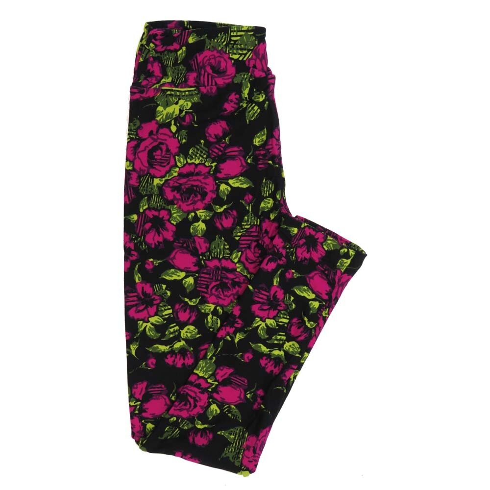 LuLaRoe One Size OS Roses Buttery Soft Womens Leggings fit Adult sizes 2-10 OS-4362-AC-3