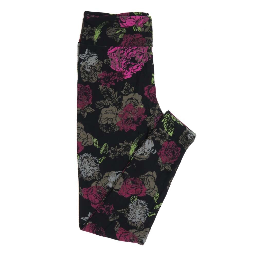 LuLaRoe One Size OS Roses Buttery Soft Womens Leggings fit Adult sizes 2-10  OS-4362-AQ