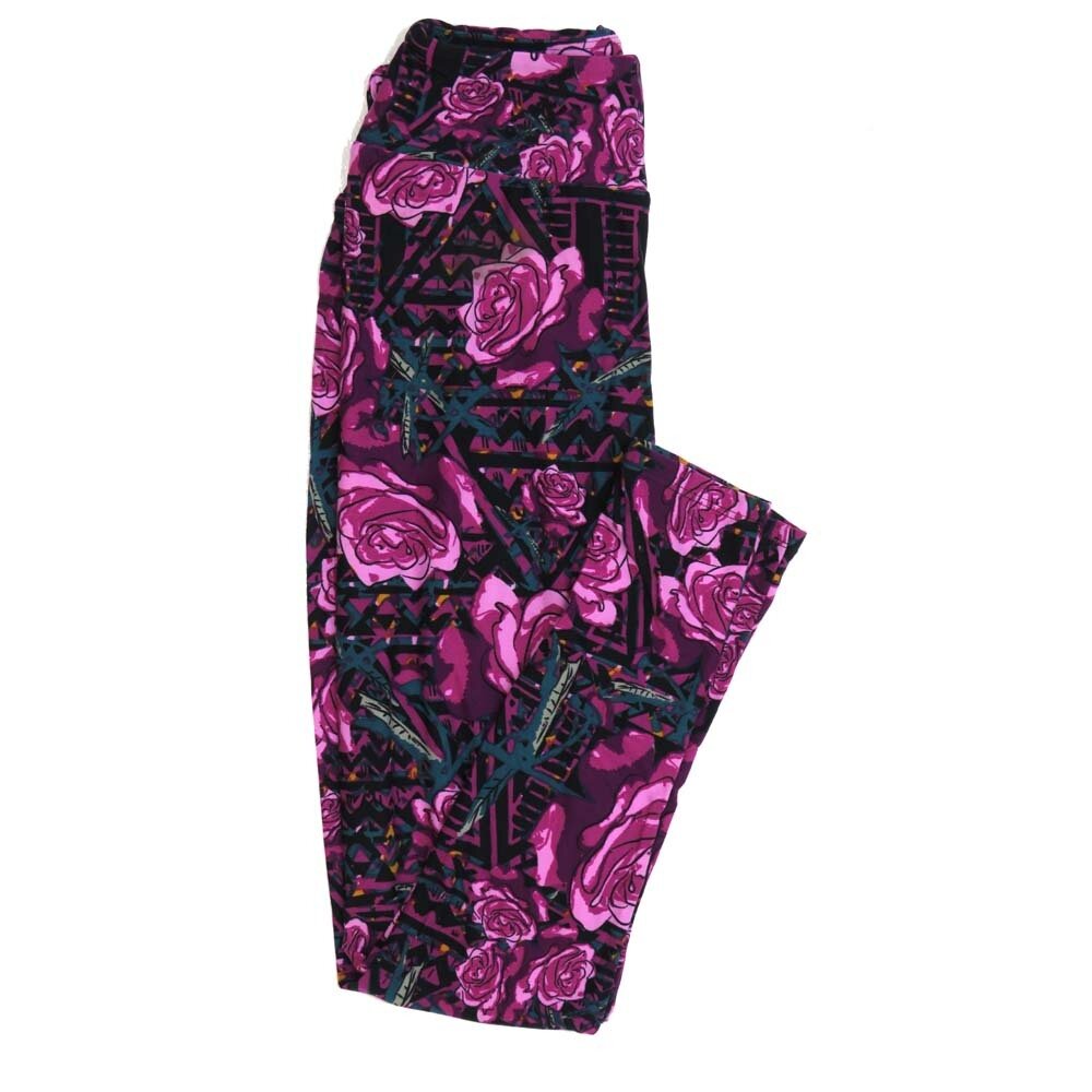 LuLaRoe One Size OS Roses Buttery Soft Womens Leggings fit Adult sizes 2-10  OS-4362-AR