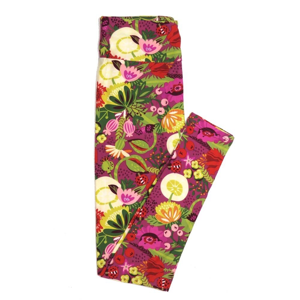 LuLaRoe One Size OS Floral Buttery Soft Womens Leggings fit Adult sizes 2-10  OS-4363-AM-2