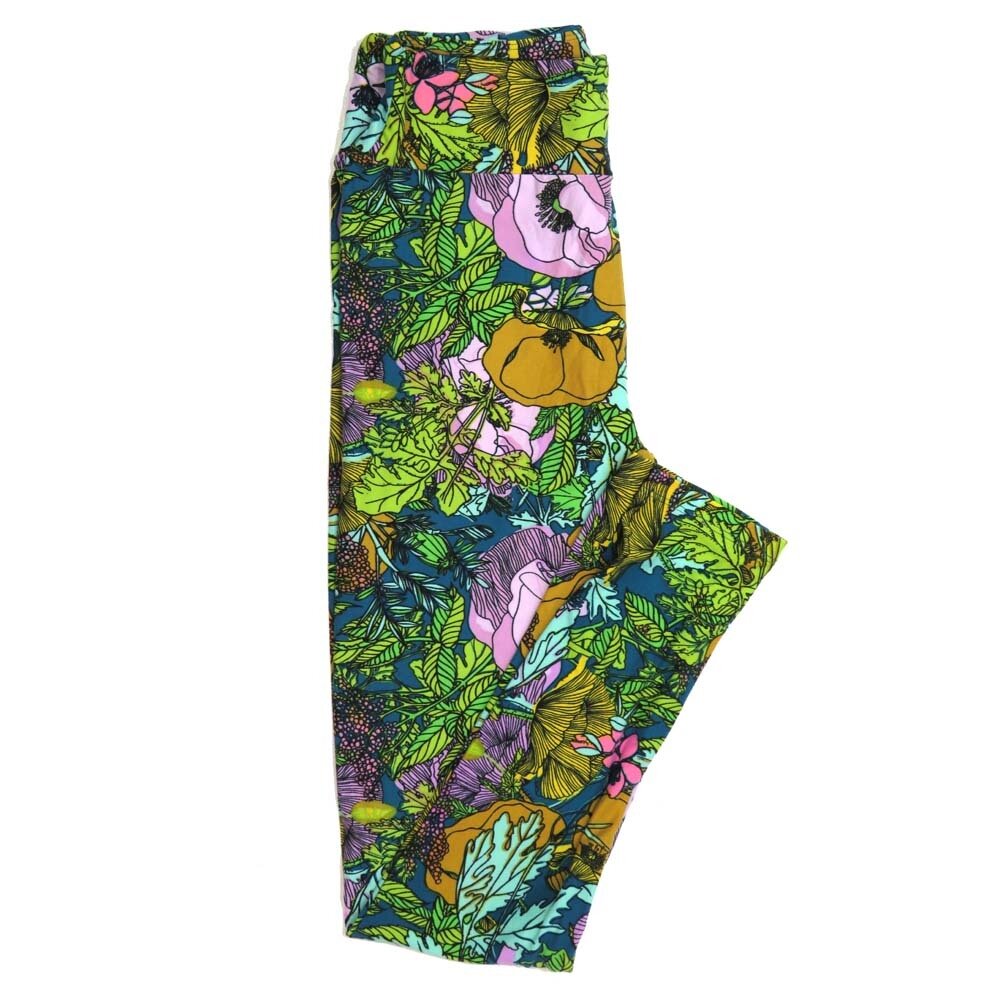 LuLaRoe One Size OS Floral Buttery Soft Womens Leggings fit Adult sizes 2-10  OS-4365-AY