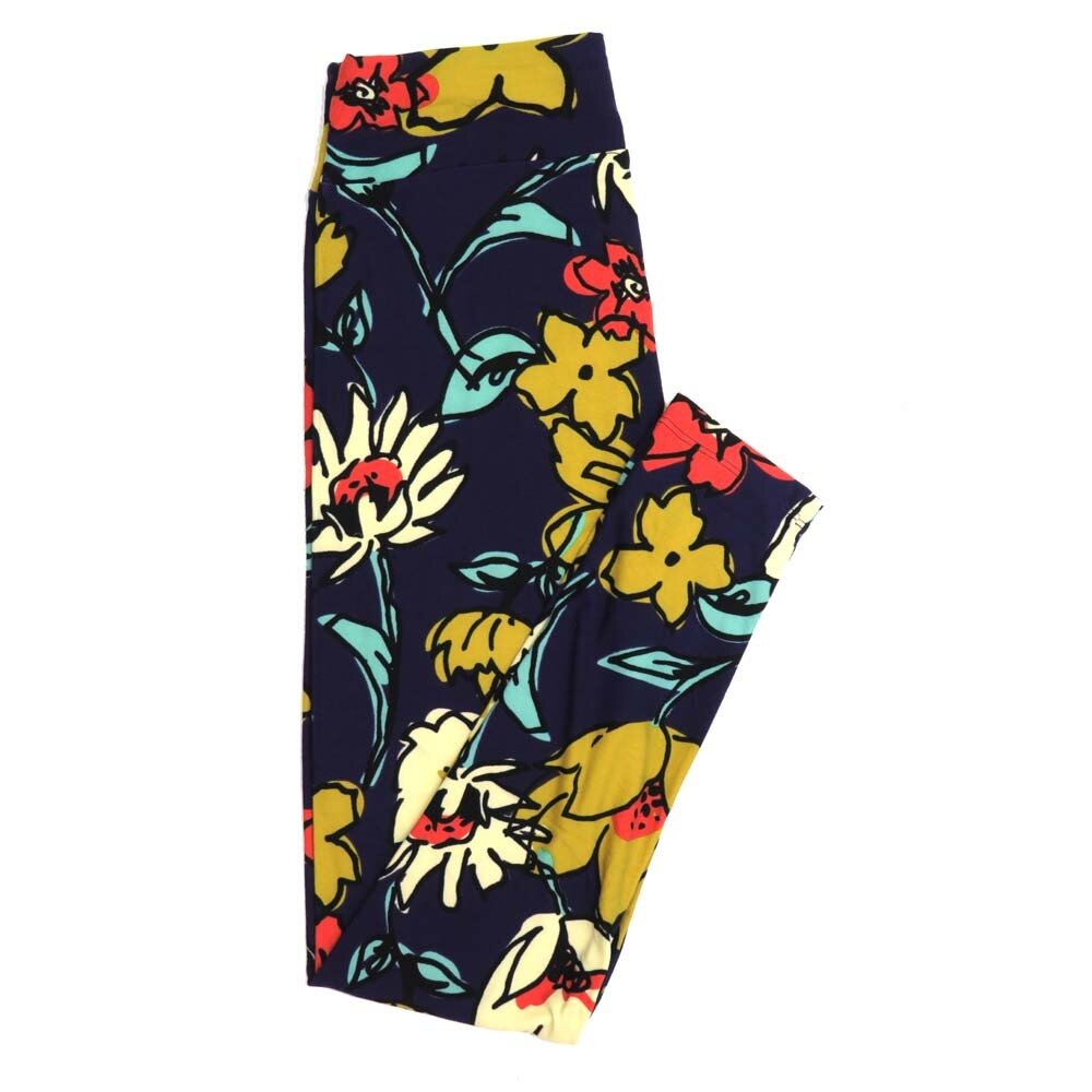 LuLaRoe One Size OS Floral Buttery Soft Womens Leggings fit Adult sizes 2-10  OS-4366-BA