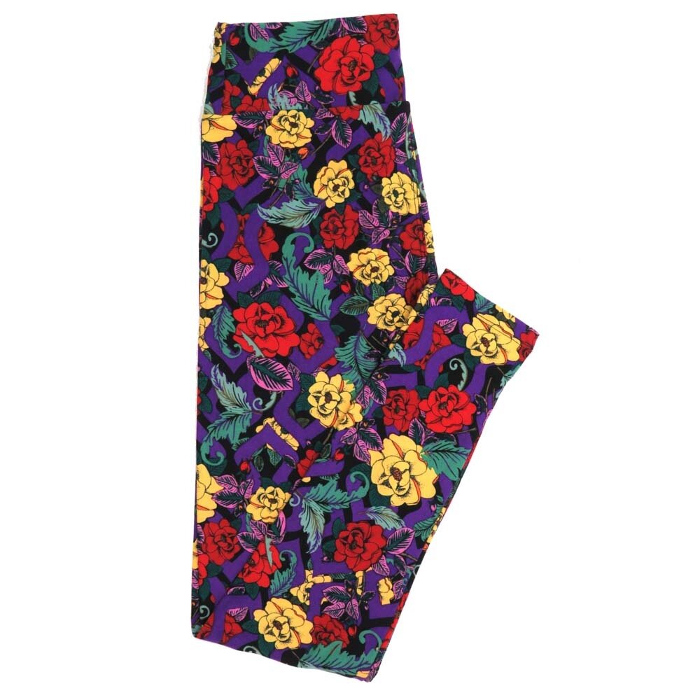 LuLaRoe One Size OS Floral Buttery Soft Womens Leggings fit Adult sizes 2-10  OS-4366-BK