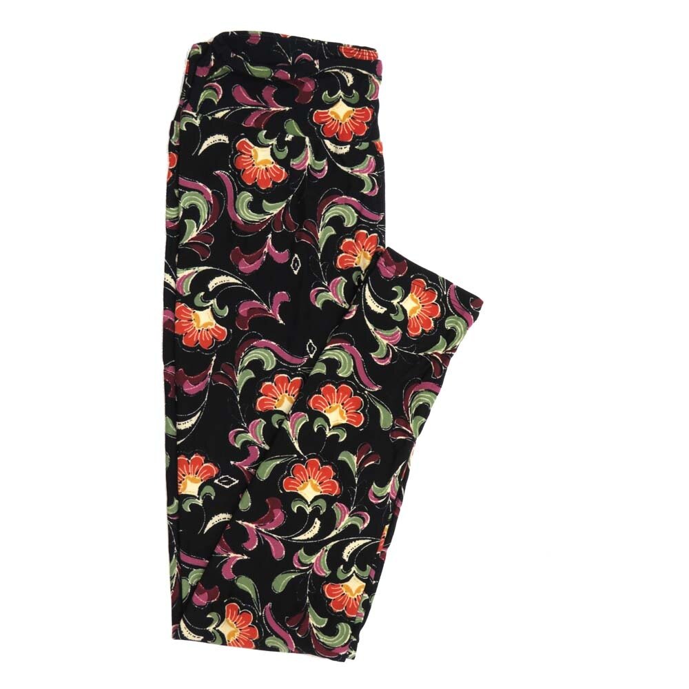 LuLaRoe One Size OS Floral Buttery Soft Womens Leggings fit Adult sizes 2-10  OS-4367-BC