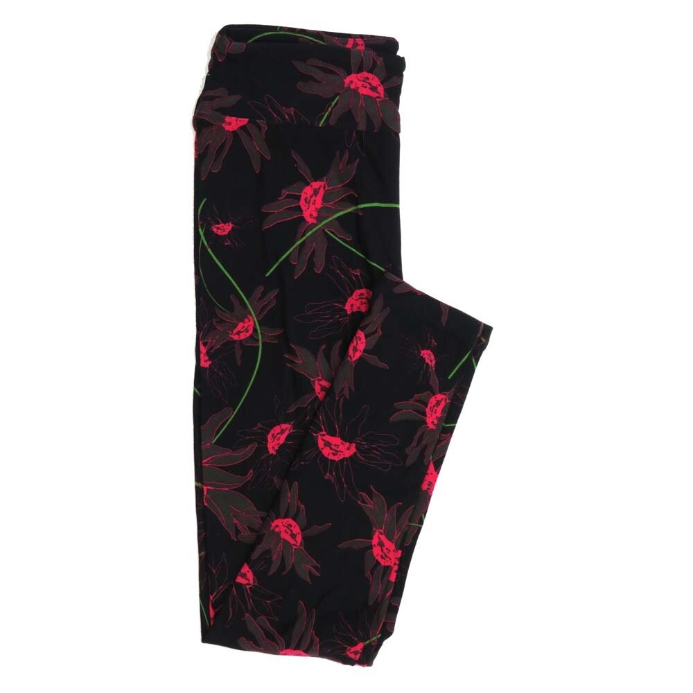 LuLaRoe One Size OS Floral Buttery Soft Womens Leggings fit Adult sizes 2-10  OS-4368-BK