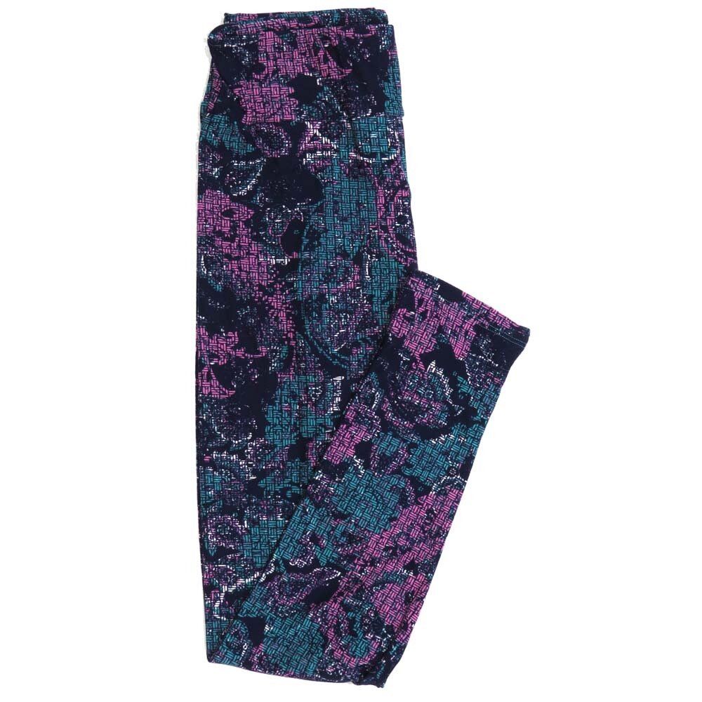 LuLaRoe One Size OS Paisley Parquet Buttery Soft Womens Leggings fit Adult sizes 2-10  OS-4369-AG-2