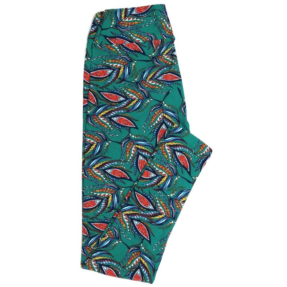 LuLaRoe One Size OS Paisley Feathers Buttery Soft Womens Leggings fit Adult sizes 2-10 OS-4370-AQ