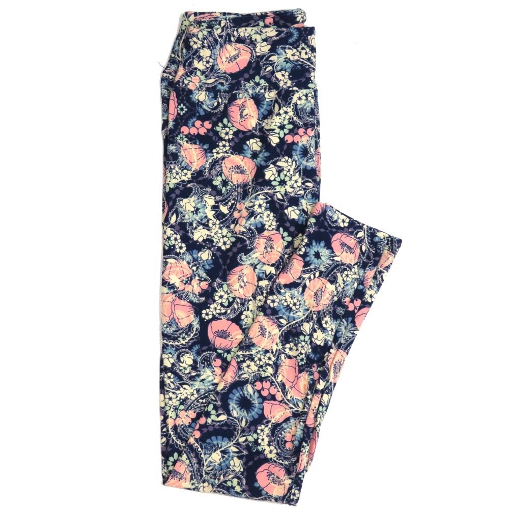 LuLaRoe One Size OS Paisley Floral Flowers Buttery Soft Womens Leggings fit Adult sizes 2-10  OS-4370-AW-2