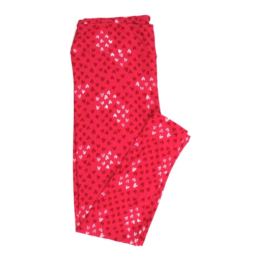 LuLaRoe Tall Curvy TC Valentines Polka Dot Pink White Red Hearts Buttery Soft Womens Leggings fits Adults sizes 12-18  TC-7354-P