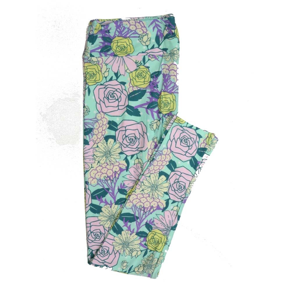 LuLaRoe Tall Curvy TC Roses Floral  Buttery Soft Womens Leggings fits Adults sizes 12-18  TC-7355-N