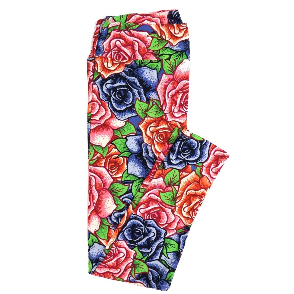 LuLaRoe Tall Curvy TC Roses blue Red White Pink Buttery Soft Womens Leggings fits Adults sizes 12-18  TC-7355-P