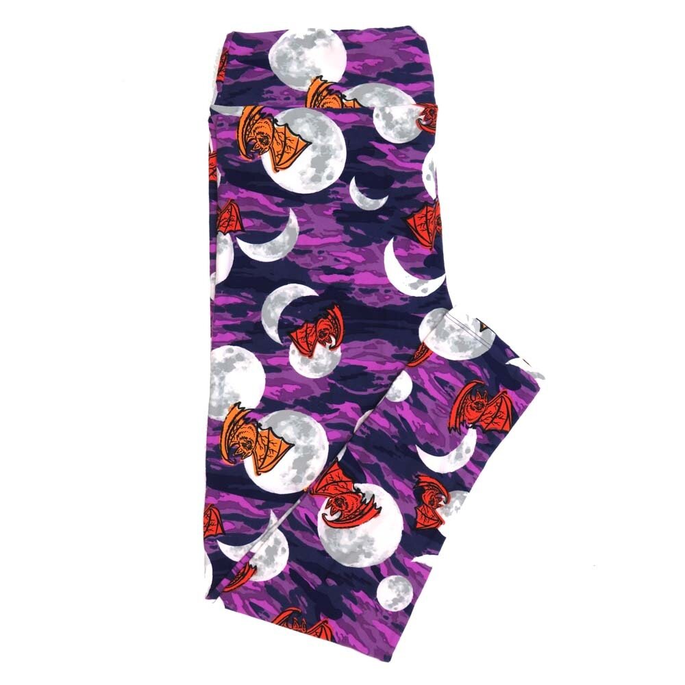 LuLaRoe TCTWO TC2 Halloween Spooky Vampire Bats Full Crecent Moon Buttery Soft Womens Leggings fits Adults sizes 18-26 TCTWO-9040-G