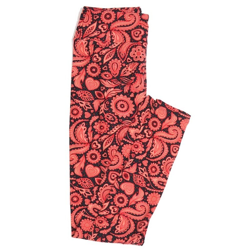 LuLaRoe One Size OS Paisley Mandalas Hearts Buttery Soft Womens Leggings fit Adult sizes 2-10  OS-4369-AI