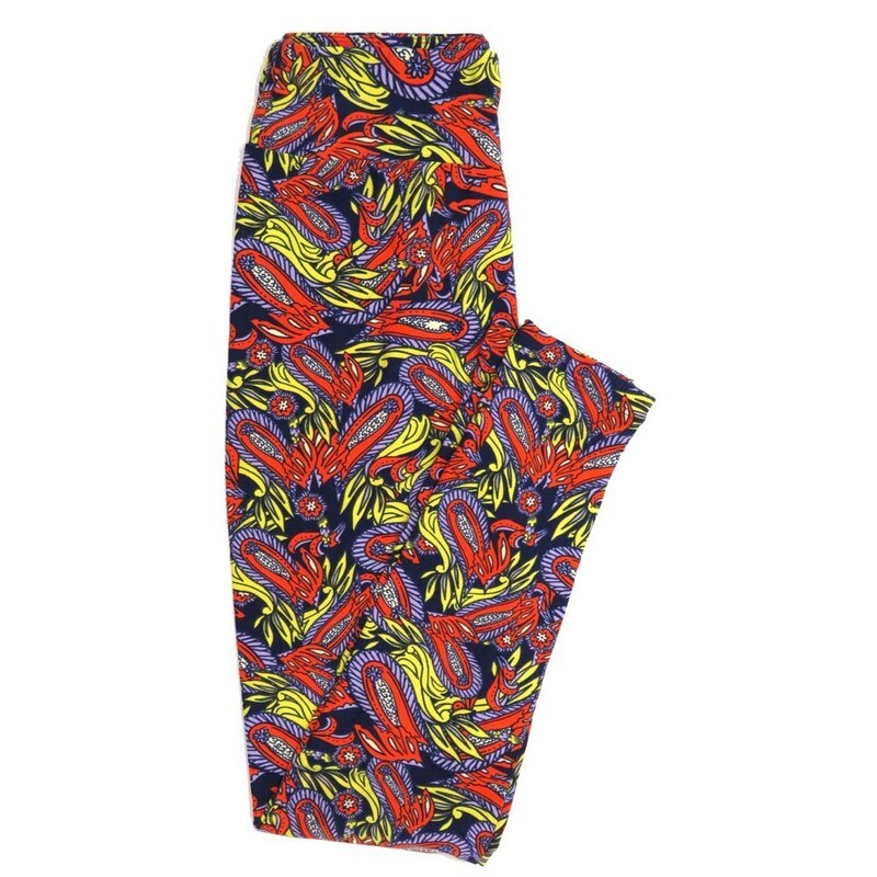 LuLaRoe One Size OS Paisley Feathers  Buttery Soft Womens Leggings fit Adult sizes 2-10  OS-4369-BB