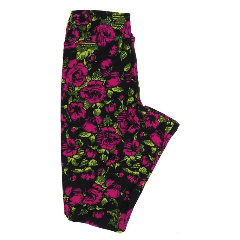 LuLaRoe One Size OS Roses Buttery Soft Womens Leggings fit Adult sizes 2-10  OS-4362-AC-3