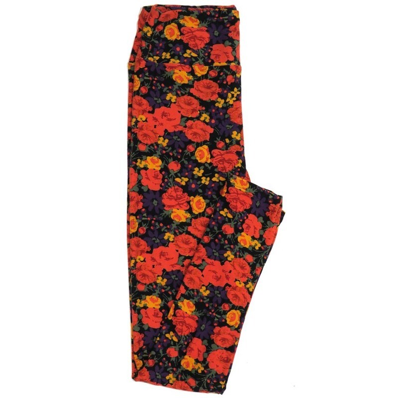 LuLaRoe One Size OS Roses Buttery Soft Womens Leggings fit Adult sizes 2-10  OS-4362-AJ
