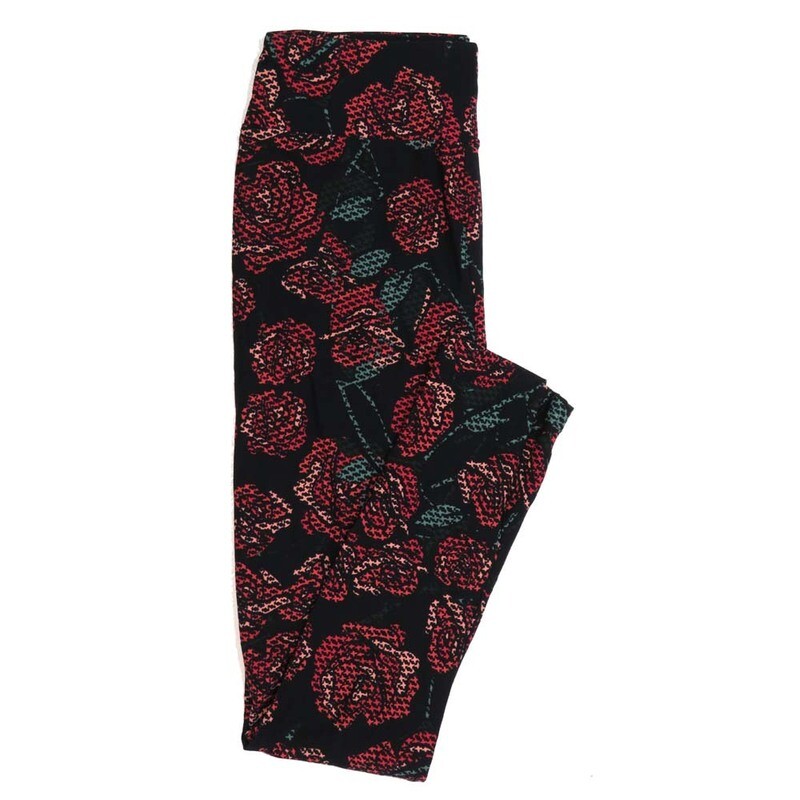 LuLaRoe One Size OS Roses Buttery Soft Womens Leggings fit Adult sizes 2-10  OS-4362-AF-2