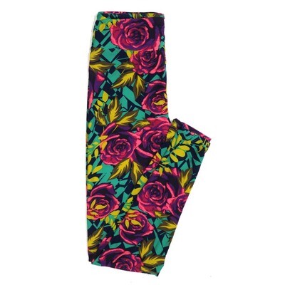 LuLaRoe One Size OS Roses Buttery Soft Womens Leggings fit Adult sizes 2-10  OS-4362-AB