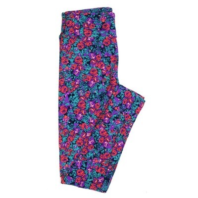 LuLaRoe One Size OS Roses Buttery Soft Womens Leggings fit Adult sizes 2-10  OS-4362-AD