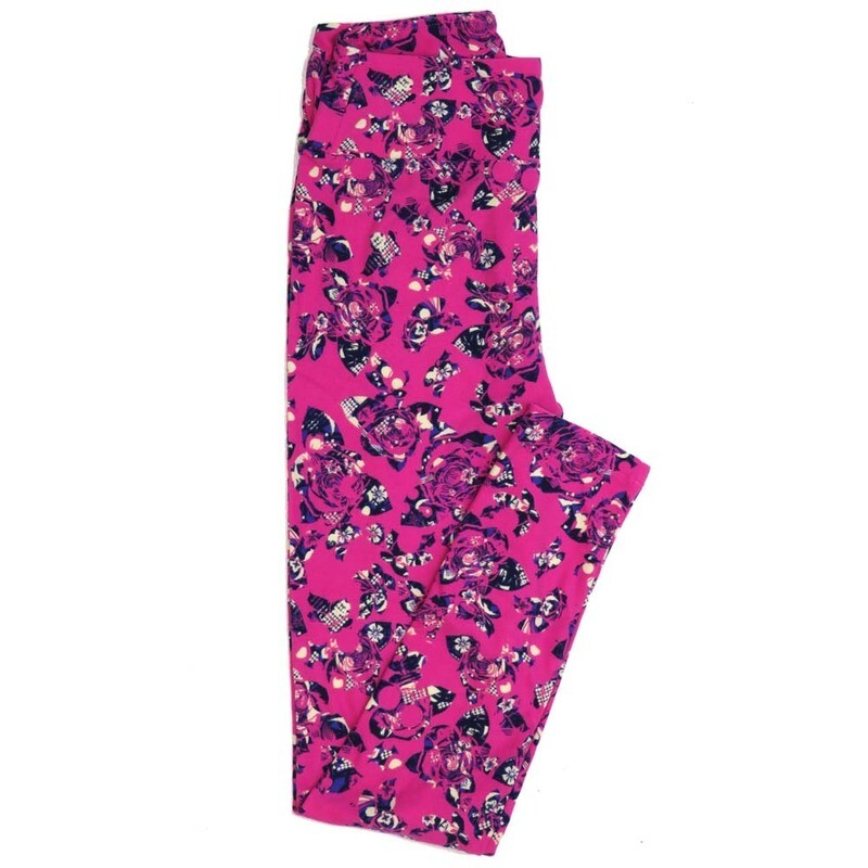 LuLaRoe One Size OS Roses Buttery Soft Womens Leggings fit Adult sizes 2-10  OS-4362-AM