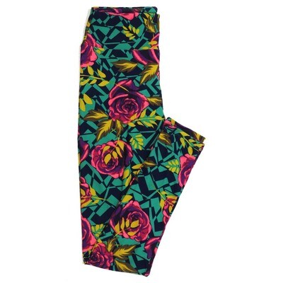 LuLaRoe One Size OS Roses Buttery Soft Womens Leggings fit Adult sizes 2-10 OS-4365-AL