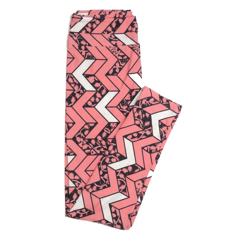 LuLaRoe One Size OS Floral Zig Zags Chevrons Buttery Soft Womens Leggings fit Adult sizes 2-10  OS-4351-AL