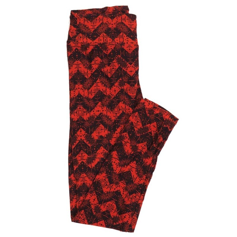 LuLaRoe One Size OS Stripes Zig Zags Black Red Buttery Soft Womens Leggings fit Adult sizes 2-10  OS-4351-AM