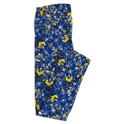 LuLaRoe One Size OS Paisley Blue White Yellow Buttery Soft Womens Leggings fit Adult sizes 2-10  OS-4370-AK